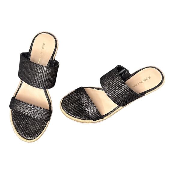 Stuart Weitzman 7.5 MYKONOS 2-Strap espadrille wedge woven jute wide straps - Picture 4 of 11
